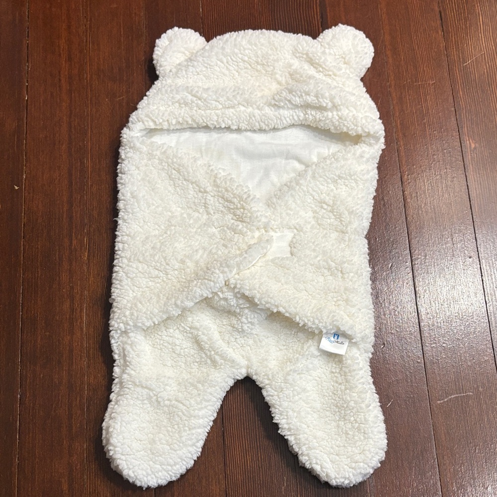 Adorable Cream Baby Swaddle with Bear Ears